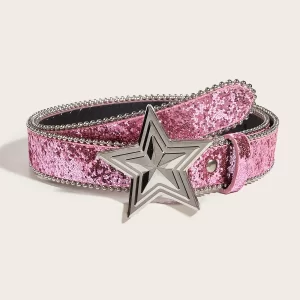 Women's Star Buckle Belt Y2k Rhinestone Moon Luxury Bling Sequin Punk Metal Buckle Belt Fashion Waistband Jeans Pants Party Belt 5