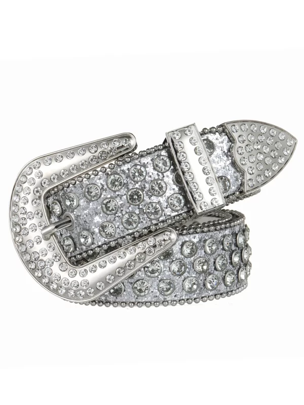 Decorative Women's Belt BB Simon Diamond Fashion Western Belt Full Diamond Embedding PU Wide Crystal Diamond Be 5