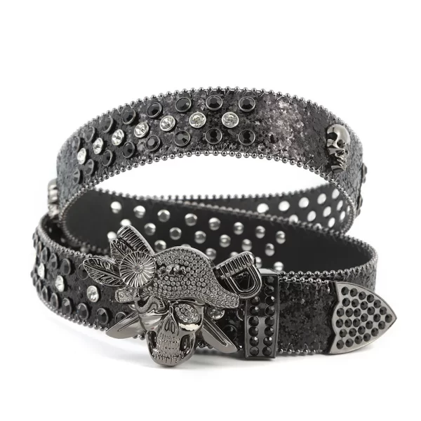 Diamond Belt Pirate Captain's alloy buckle sequin belt embellishments luxurious waistband Western Leather Belt For Man 2