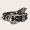 Women Sequin & Rhinestone Decor Geometric Buckle Fashion Belt For Dress Decoration 1