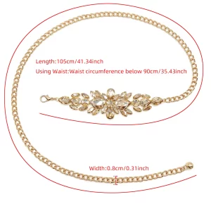 A women's rhinestone inlaid chain waistband with a premium gold waistchain 3