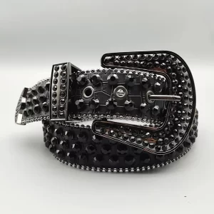 Women's Jeans Rhinestone Large Size Belt Men's Belt Western Denim Shiny Rivet Design Leather HipHop Punk Rock Y2K Style Belt 6