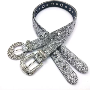 New Goth for rhinestone Belts Women PU Leather Strap for rhinestone Belts Western Cowboy Y2K Girls Fashion Belt for Jeans Men 6