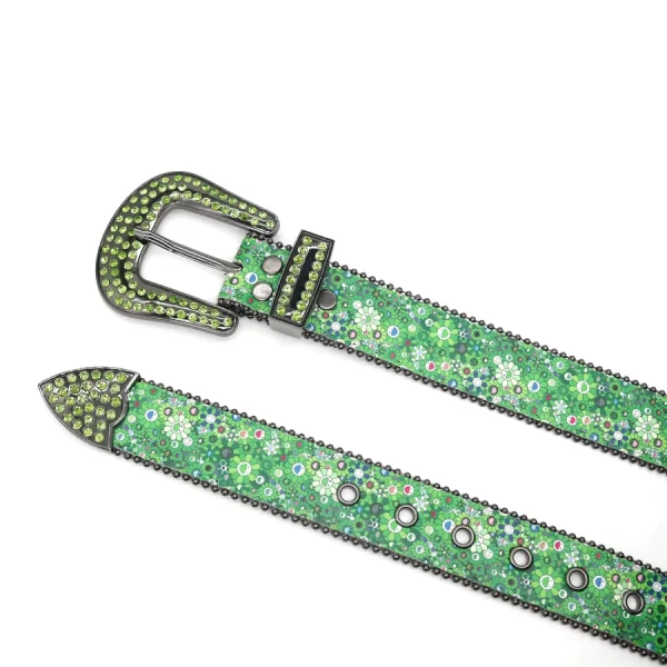 Punk Y2K Sunflower Rhinestones Belt Diamond Bling Men Western Cowgirl Cowboy Luxury Strap Studded Belts Cinturones Para Mujer 2