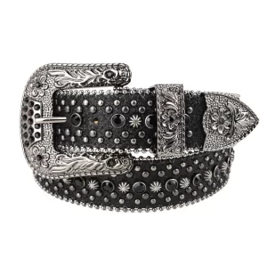 Vintage Dark Rhinestone Rivet Belt for Women Sequin Punk Hip Hop Gothic Jeans Accessories Luxury Designer bb Belt 2