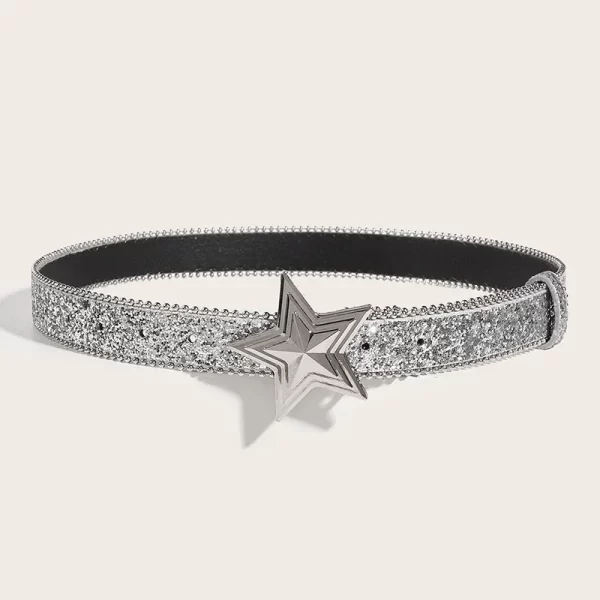 Women's Star Buckle Belt Y2k Rhinestone Moon Luxury Bling Sequin Punk Metal Buckle Belt Fashion Waistband Jeans Pants Party Belt 2