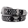 Rhinestone SkullBelt Western Cowgirl Belts For Women Girls Studded PU Leather Country Belt 1