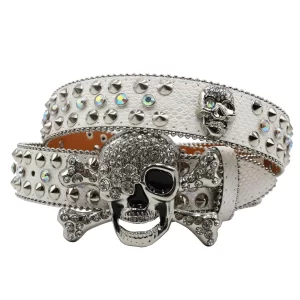 Western Rhinestone Belt Skull Belt Ceinture Femme Ceinture Homme Crystal Studded Luxury Pin Buckle Belt Cinto De Strass Jeans 1