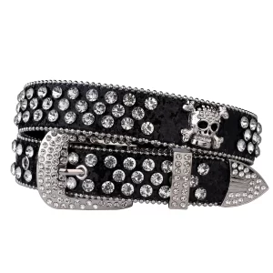 Rhinestone SkullBelt Western Cowgirl Belts For Women Girls Studded PU Leather Country Belt 3