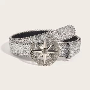 Y2k Bling Star Rhinestone Belt Women's Brand Luxury Sequin Punk Metal Buckle Belt Fashion Waistband Jeans Pants Decor Belt 5