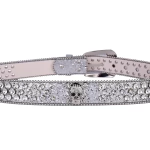 Rhinestone SkullBelt Western Cowgirl Belts For Women Girls Studded PU Leather Country Belt 6