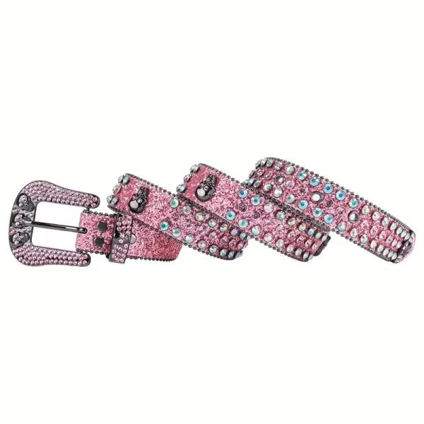 Fashion Rhinestone Skull Belt for Women Crystal Encrusted Jeans Decoration Pink Luxury Designer Diamond bb Belt 5