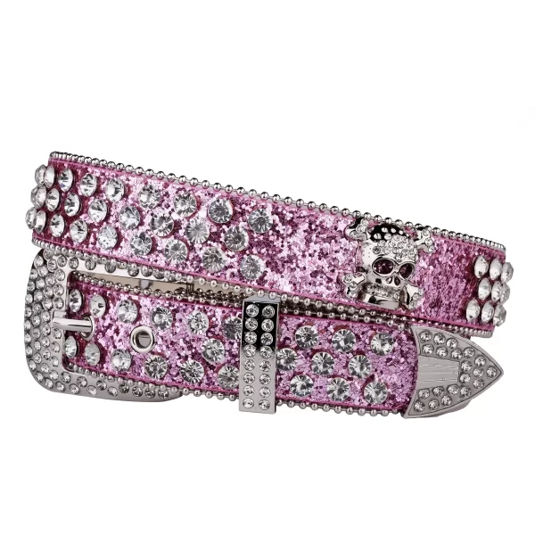 Rhinestone SkullBelt Western Cowgirl Belts For Women Girls Studded PU Leather Country Belt 4