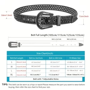 Men's Jeans Rhinestone Large Size Belt Women's Belt Western Denim Shiny Rivet Design Leather HipHop Punk Rock Y2K Style Belt 3