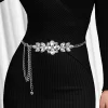 Cross border hot selling women's rhinestone inlaid chain belt decoration dresses, sweaters, high-end sense waist chains, silver 1