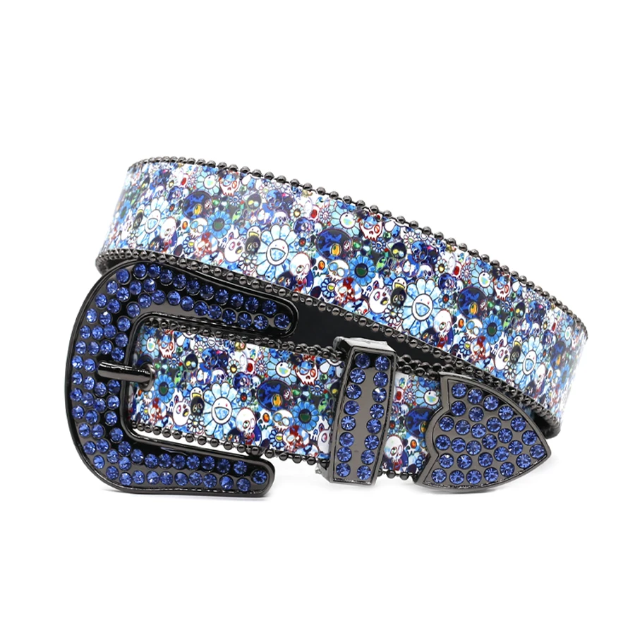 Punk Y2K Sunflower Rhinestones Belt Diamond Bling Men Western Cowgirl Cowboy Luxury Strap Studded Belts Cinturones Para Mujer 6