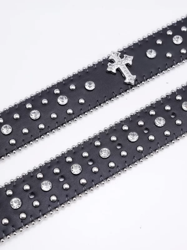 1pc Men Women Fashion Dazzling Rhinestone Belt Western Cowgirl Bling Studded Design Faux Leather Diamond Belt for Jeans Dress 5