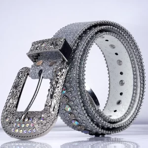 Women's Jeans Rhinestone Large Size Belt Men's Belt Western Denim Shiny Rivet Design Leather HipHop Punk Rock Y2K Style Belt 3