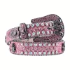 Fashion Rhinestone Skull Belt for Women Crystal Encrusted Jeans Decoration Pink Luxury Designer Diamond bb Belt 1