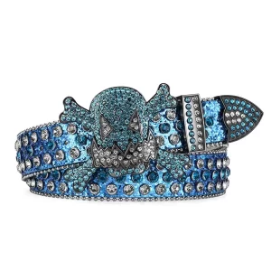 Women's Jeans Skull Head Buckle Rhinestone Belt Y2K Belt Shiny Rivet Design Pu Belt Artificial Diamond Belt Punk Rock Men's Belt 5