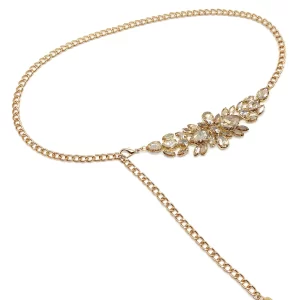 A women's rhinestone inlaid chain waistband with a premium gold waistchain 5